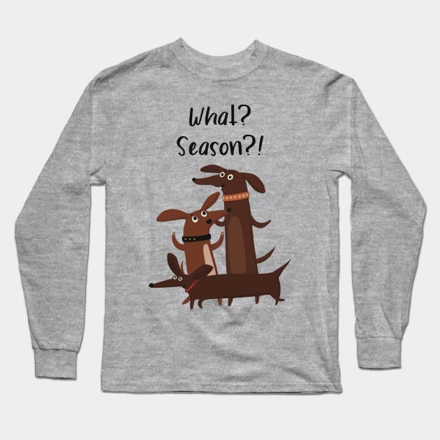 Kids pullover with Cute and excited dachshunds realize it’s the season Long Sleeve T-Shirt by marina63